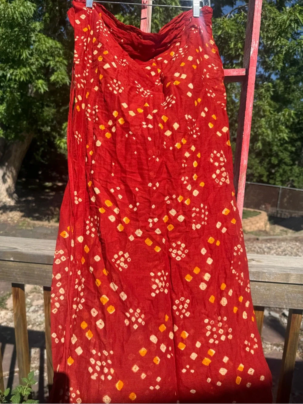 Indian Print Tie-Waist Swim Sarong/Skirt